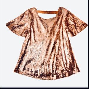Altar'd State Shimmering Gold‎ Sequin Shortsleeve Blouse